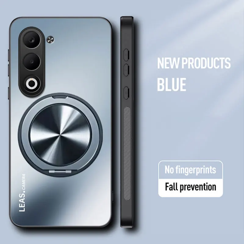 Magnetic Matte Shockproof Case with 360° Rotating Ring Holder - Hard Shell Cover