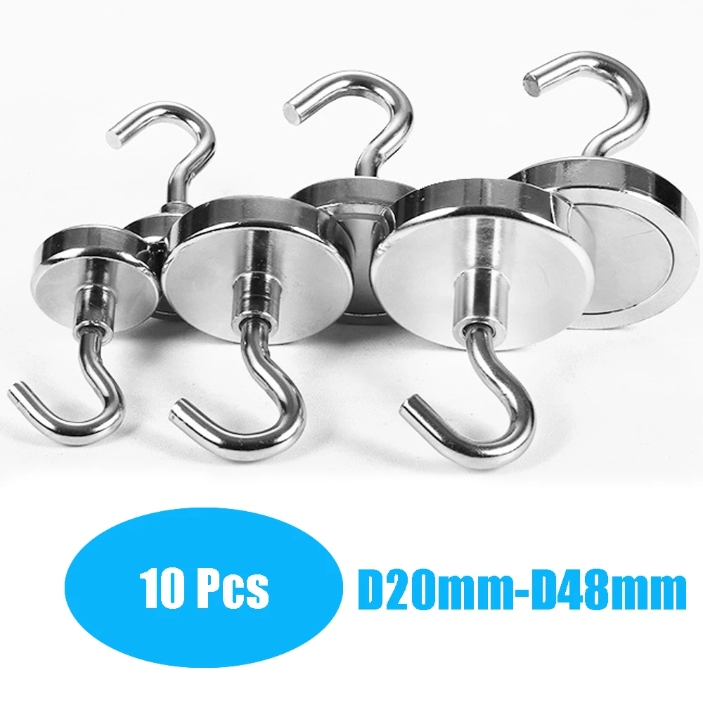 Neodymium Magnets Magnetic Hooks 10 Pcs Strong Magnetic Hook Gravity Hook Neodymium Magnet Metal Strong Thick Wall For Home Kitchen Organization
