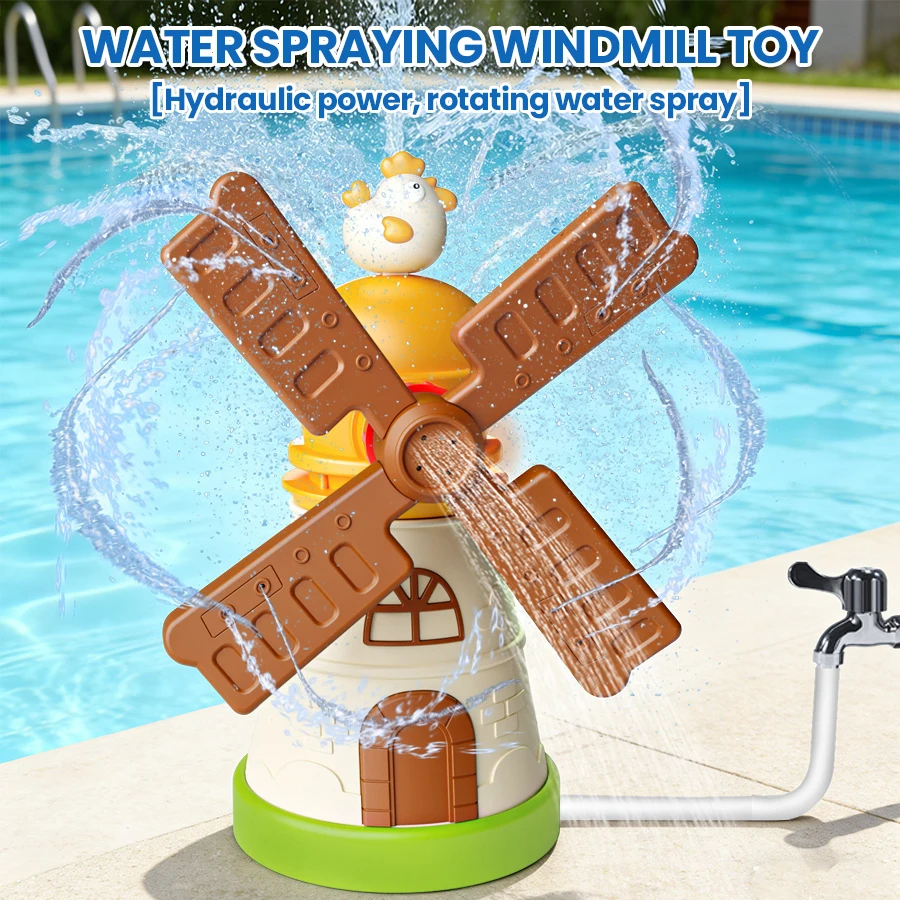 outdoor Water Toy Baby Bath Toys Cartoon Squid windmill Sprinkler Rotating Spray Garden Yard  Fun Games Toys for Kids boys girls — view 5