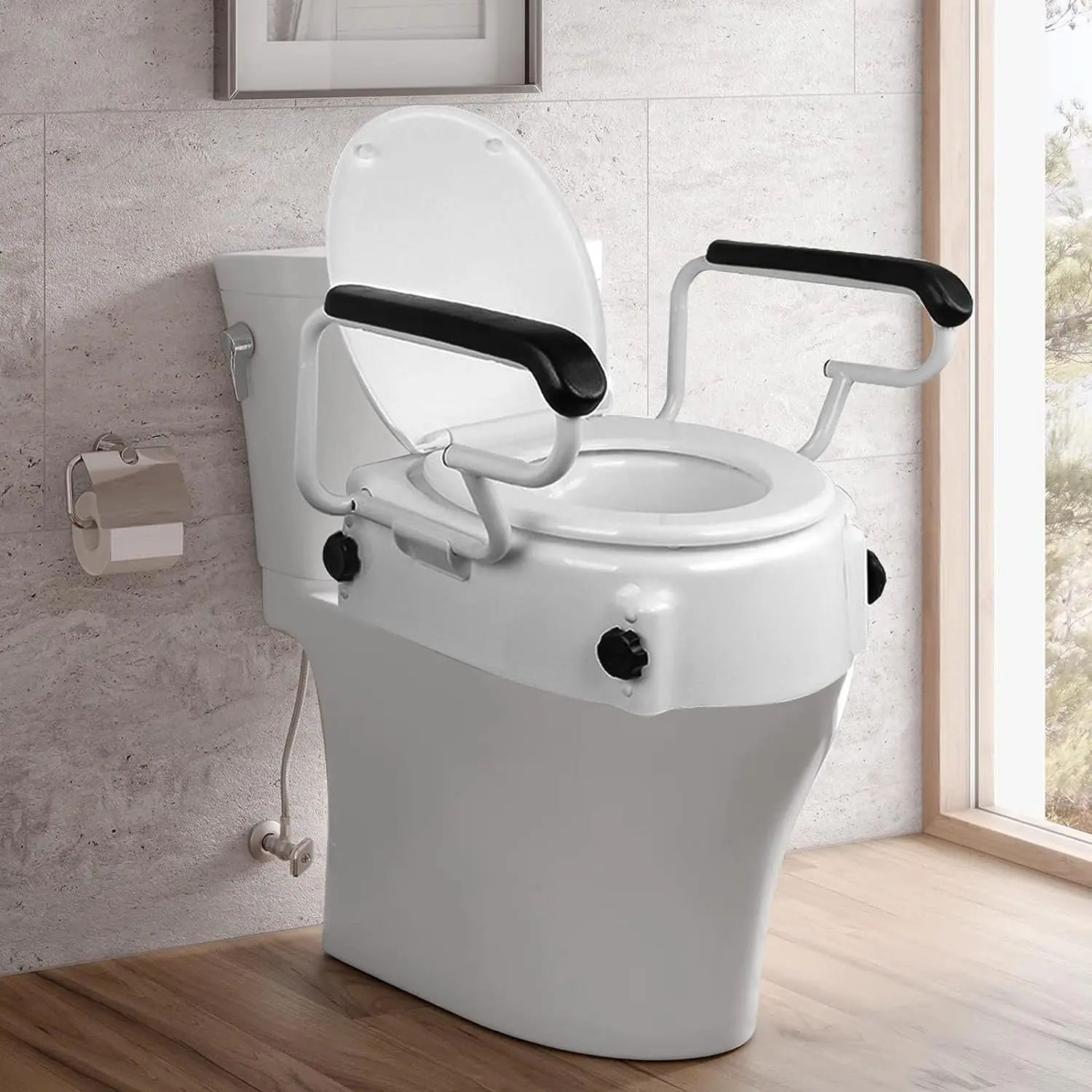 6" Elongated Raised Toilet Seat for Elderly and Handicap Elevated Slow Close Toilet Seat Never Loosen 6