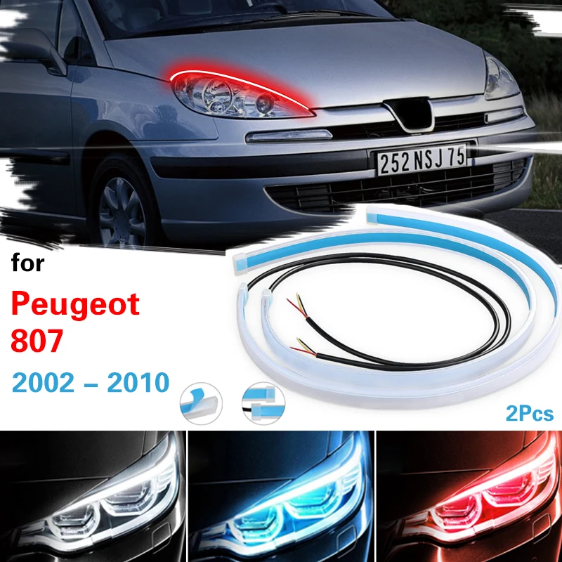 

12V Headlamp Light Guide Strip Scan LED Running Water Light Car Decorative Light Turn Signal Light For Peugeot 807 2002-2010