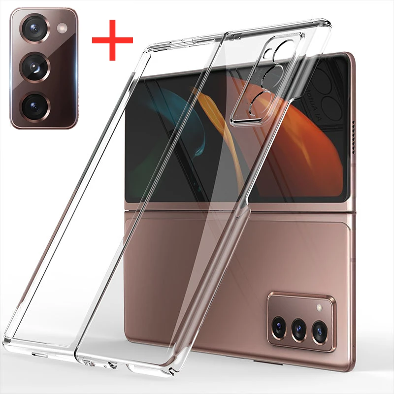 Чехол для Samsung Z Fold 2 с защитным стеклом для камеры прозрачная передняя задняя крышка Жесткий Бампер на Galaxy Z Fold2 полная защита
