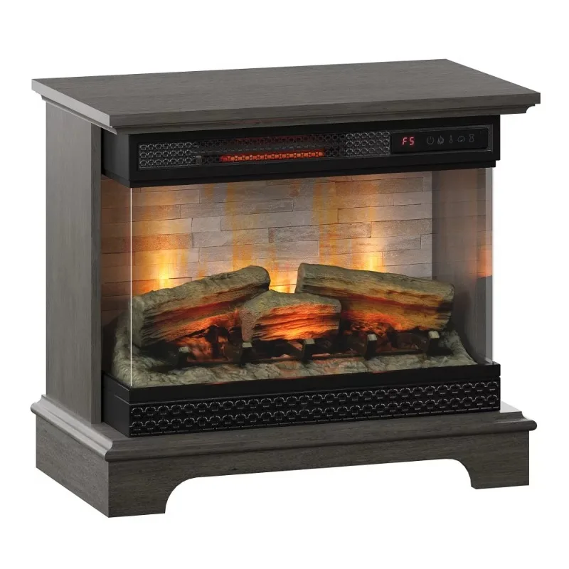 

3D Infrared Quartz Electric Fireplace, Weathered Gray