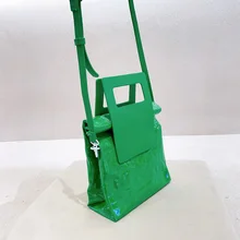  JIOMAY Kraft Paper Small Tote Bag for Women 2022 Fashion Designer Handbags Lady Bright Solid Color Folding Pleated Crossbody Bag 