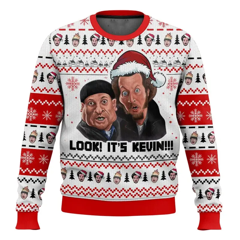 Merry Christmas alone at home Ugly Christmas sweater cartoon animation Men's pullover 2026 fashionable couple shirts Sweatshirt - Image 7