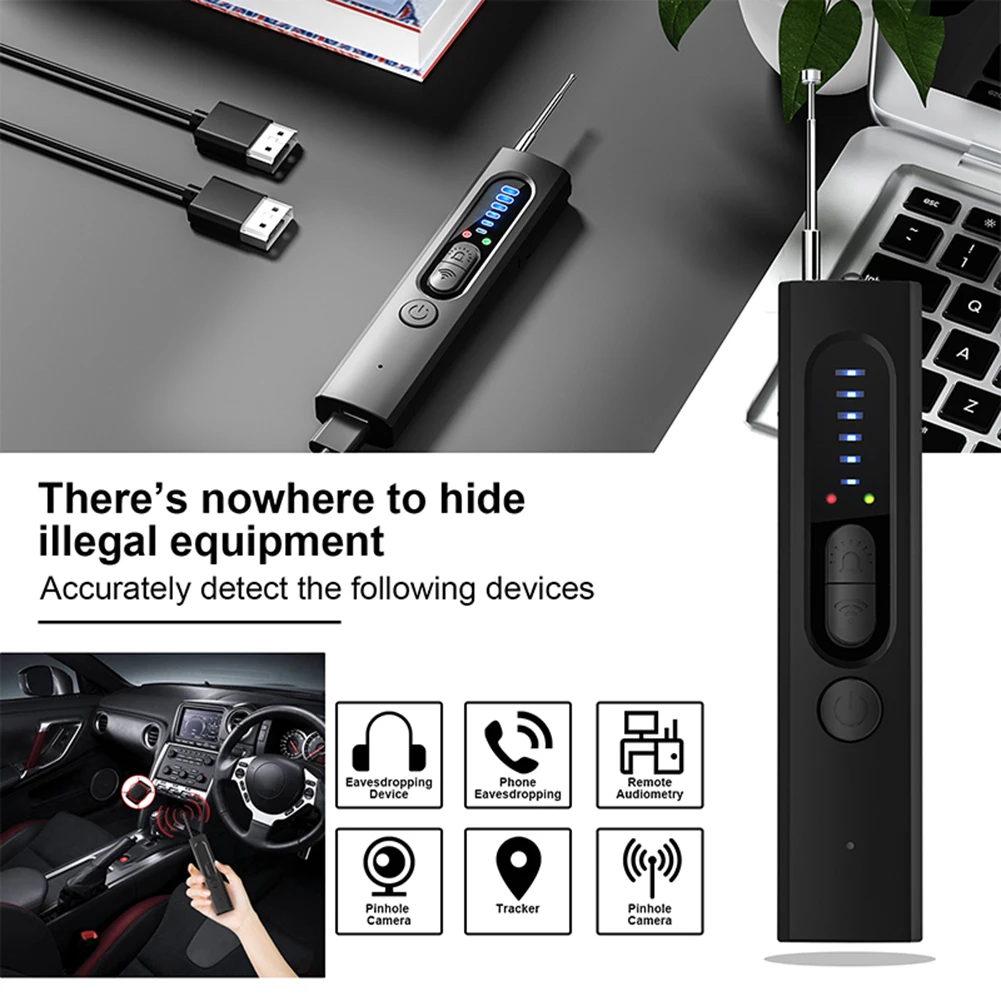T15 RF Signal Hidde Camera Detector Anti-Spy Pinhole Camera Car GPS Tracker Wireless Audio Bug Finder Full Range Signal Scanner