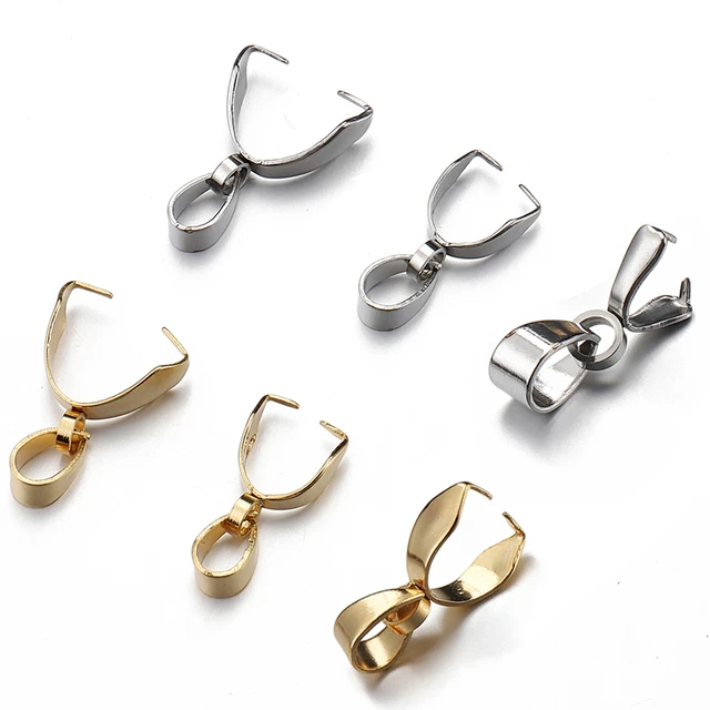 20pcs/lot Gold Stainless Steel Pendant Clip Clasps Pinch Bail Clip for  Necklace Pendant Connector DIY Jewelry Findings Component