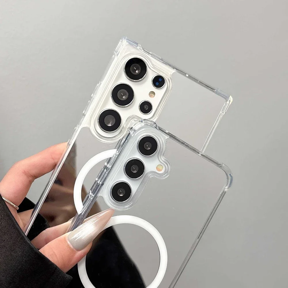 Spiegel-Make-up-Hülle für Samsung Galaxy S25, S23 Ultra, S24 FE, S22, A55, A54, A35, A15, A16, A56, A36, Airbag Bumper Slim_voghion.com