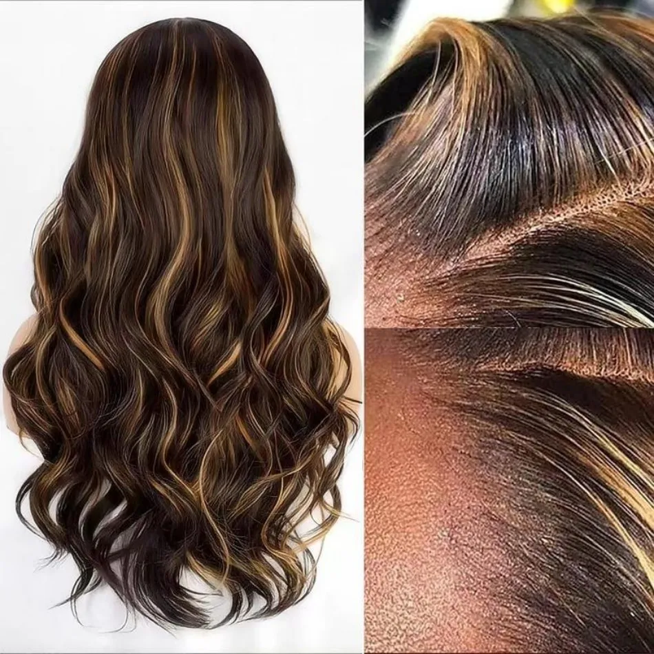 Highlight Wig Human Hair 13X6 Hd Lace Frontal Wig P1B30 Brazilian Body Wave Human Hair Wigs 427 Honey Blonde Colored 30 38 Inch