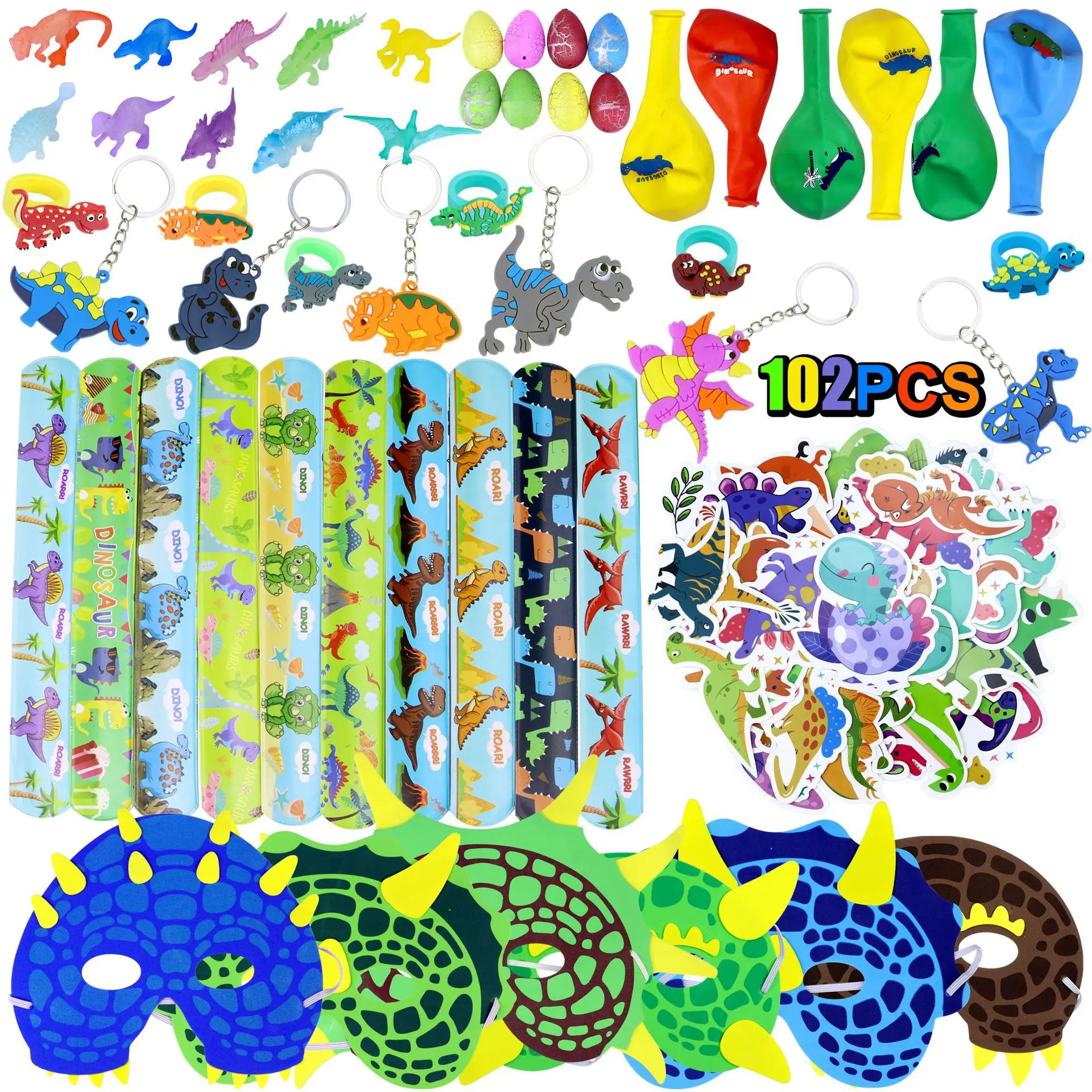 102PcssetKidsDinosaurPartyToysFunnyDinosaurEggBalloonSmallGiftBirthdayPartyFavors