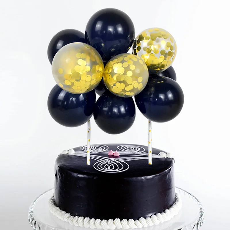 

10pcs Latex Balloon Cake Topper Metal Sequins Colorful Cake Decoration Birthday Wedding Party Decor Baby Shower Baking Supplies