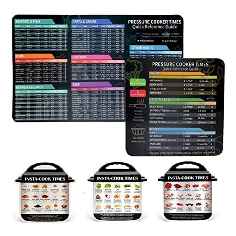 Instant Pot Magnetic Cheat Sheet Set - Pressure Cooker Quick Reference  Guide Magnets - Clear and Easy Cooking Time and Liquid Ratio Instructions