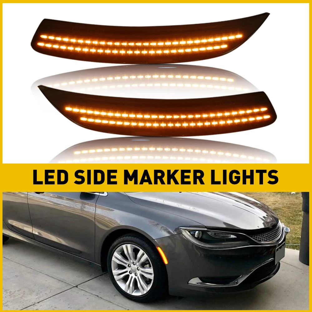 For Chrysler 200 2015 2016 2017 Car Front Fender Lamps Yellow Led Side