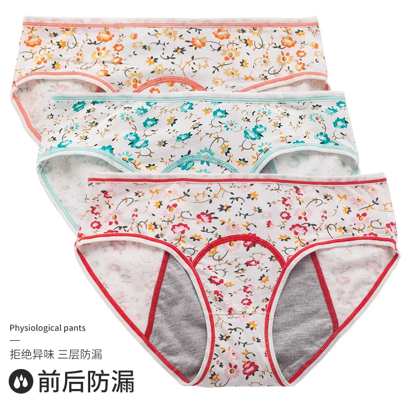 

2023 Leakproof Women Menstrual Panties Cotton Underwear Cute Cartoon Period Panties Fashion Underpants Teenagers