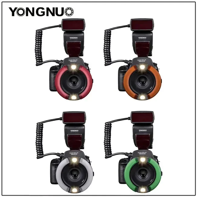 Yongnuo YN14EX II 매크로 LED 링 플래시 라이트 M/TTL 52mm/58mm/67mm/72mm 어댑터 링 포함 YN14EXII 캐논 카메라 DSLR용