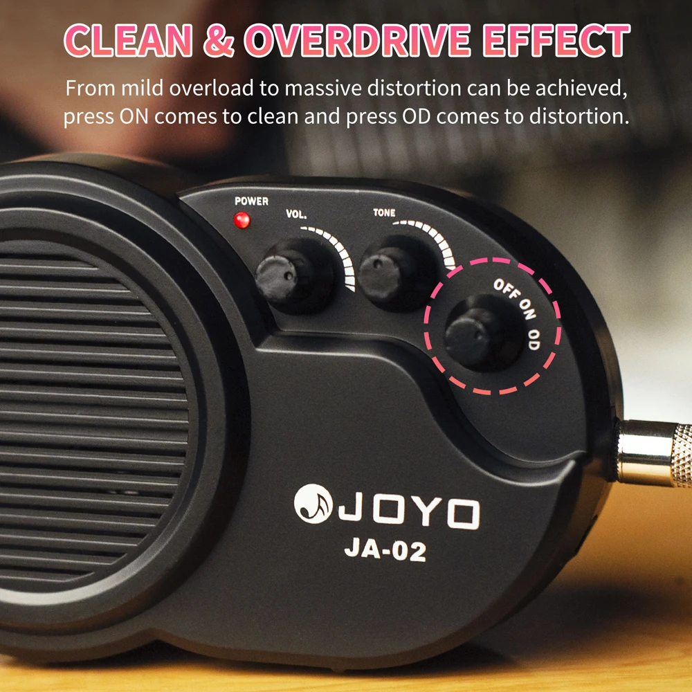 JA-02 Portable 3W Guitar Amplifier Volume & Tone Adjustment 3.5mm Headphone Jack