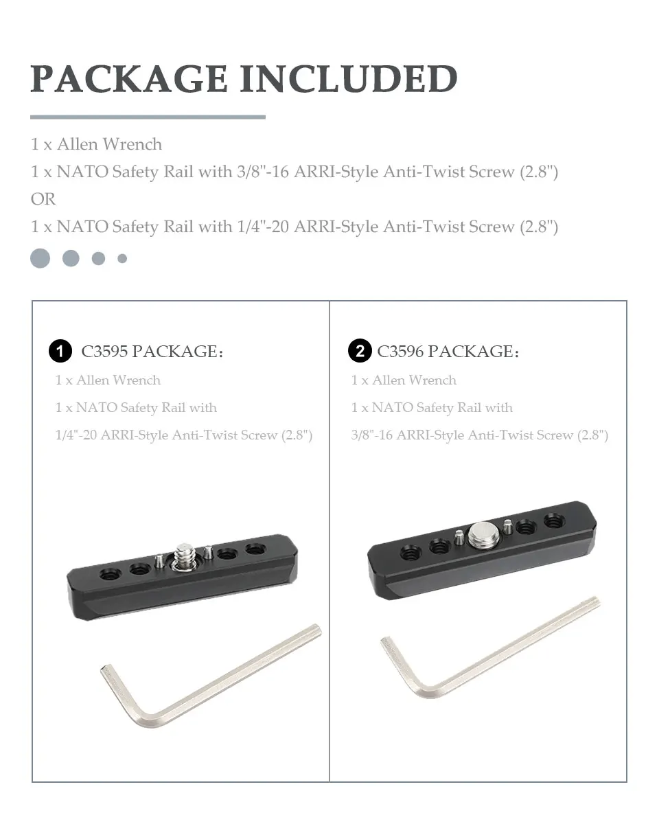Quick Release NATO Safety Rail 2.8inch With 1/4inch or 3/8inch ARRI-Style Anti-T