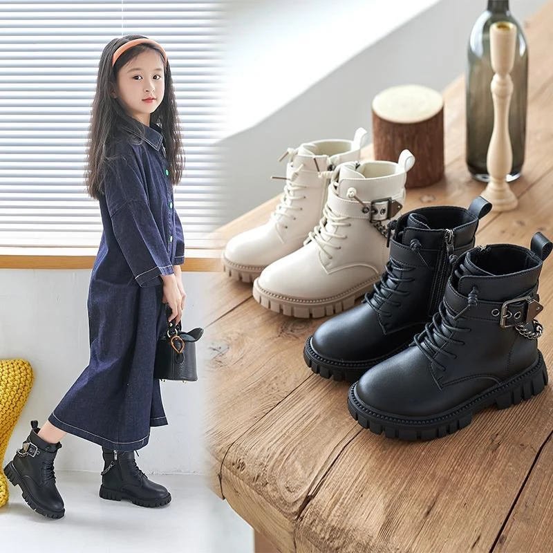 versátiles de cadena para botas informales con plataforma y suela suave, botas de combate de cuero para Otoño e Invierno| | - AliExpress
