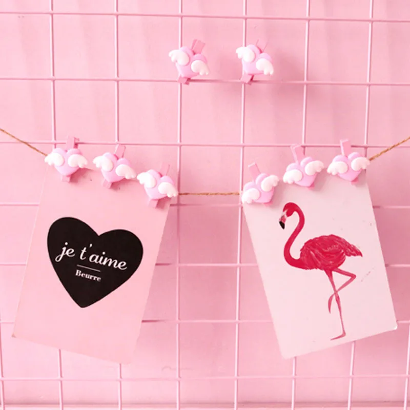 20Pcs Pink Clip Wholesale Girl Heart Super Cute Pink Love Wings Clip Piccola Clip Per Foto Comoda Clip Di Stoccaggio Clip Di Tenuta Per Snack