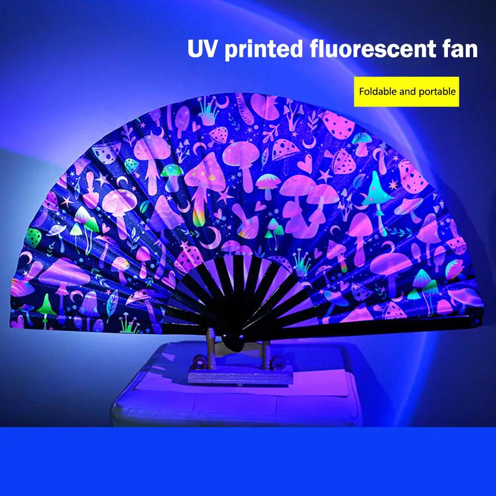 33cm Kung Fu Fan UV Printing Fluorescent Fan Bamboo Bone Fan Handheld Large Bamboo Fan Wall Decoration 3