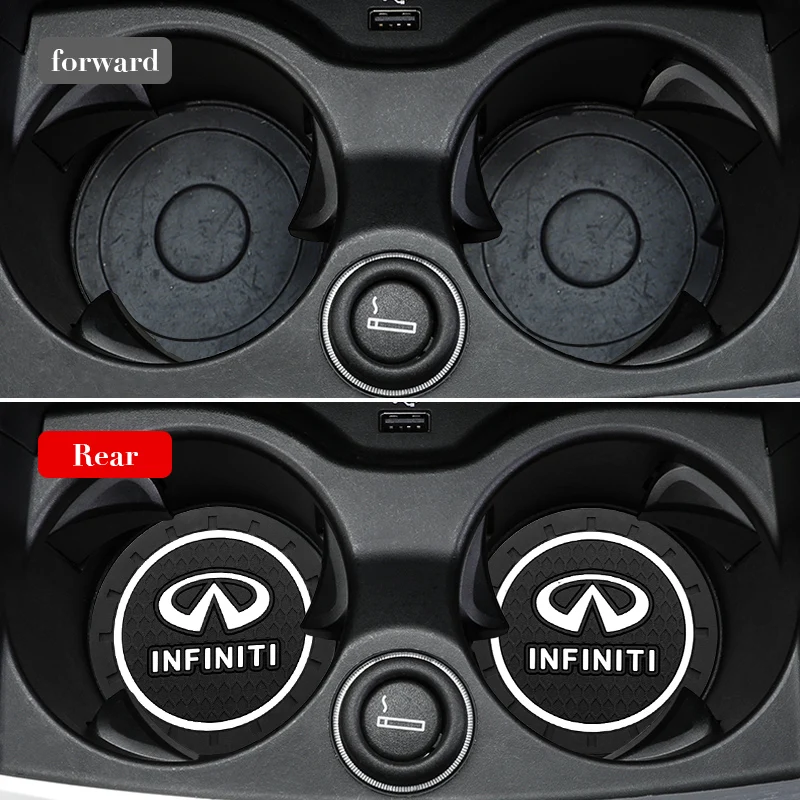 2Pc Car Coasters Water Cup Slots Non-Slip Mat Water Cup Pad For Infiniti QX30 Q50 Q60 Qx70 QX80 Qx56 Fx35 Ex35 G25 Car Accessory
