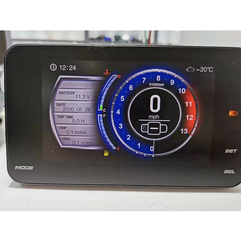 

12V Motorcycle Tachometer Speedometer With Temprature Clock