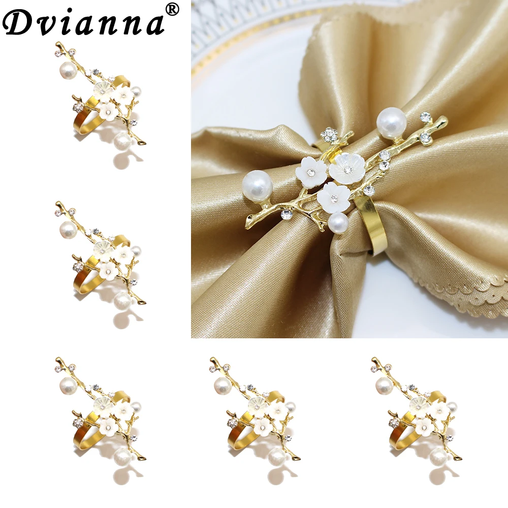 

8PCS White Flower Napkin Rings Floral Serviette Buckles for Wedding Christmas Thanksgiving Halloween Dinner Table Decor HWF46