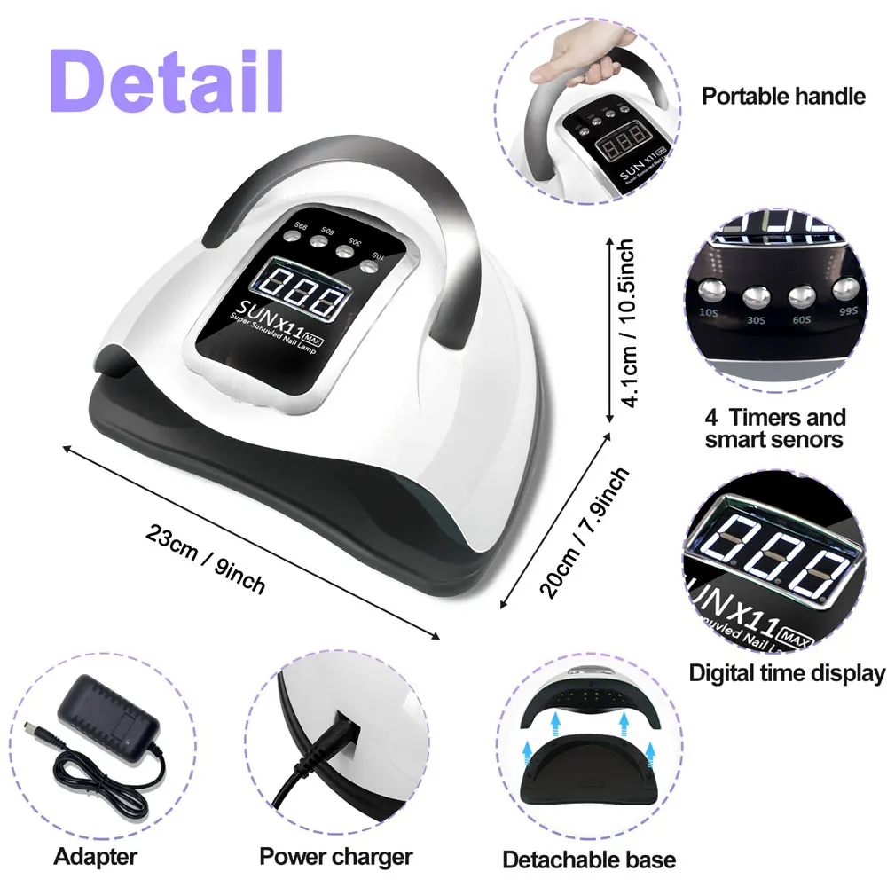 SUN X11 MAX Professional Nail Drying Lamp for Manicure 66 LED Nails Gel Polish Drying Machine with Auto Sensor UV LED Nail Lamp 6