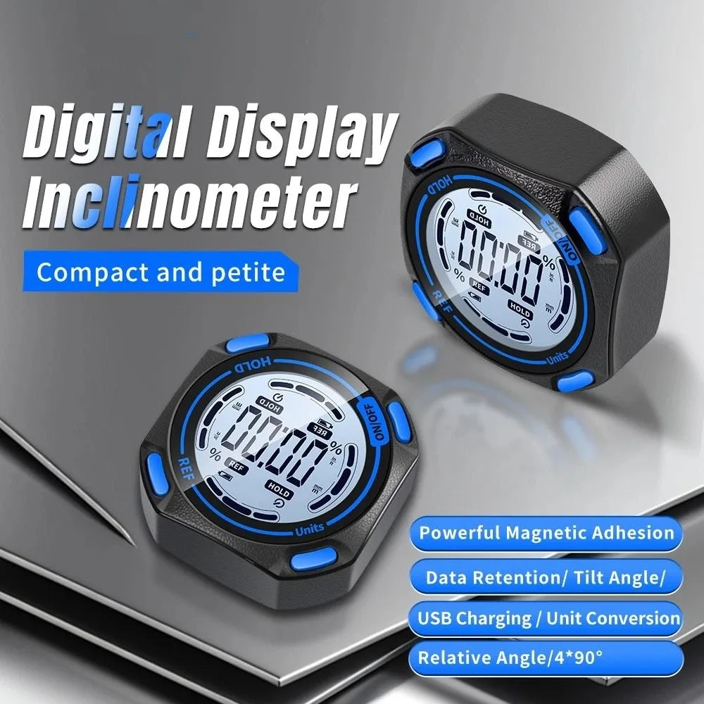경사계 각도 게이지 마그네틱 베이스 LCD 디스플레이 전자 레벨 박스 정확한 소형 디지털 레벨 각도 게이지 각도기