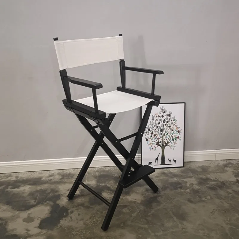 Solid Wood Bar Chairs Design High Folding Stool Modern Armchairs Portable Outdoor Bar Stools with Backrest Home Furnitures