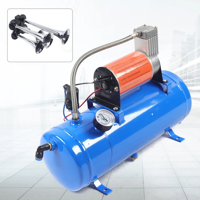 YIYIDA Klaxon De Voiture Compresseur D'air à Moteur Rouge DC 12V Klaxon D'air Avec Kit De Pompe