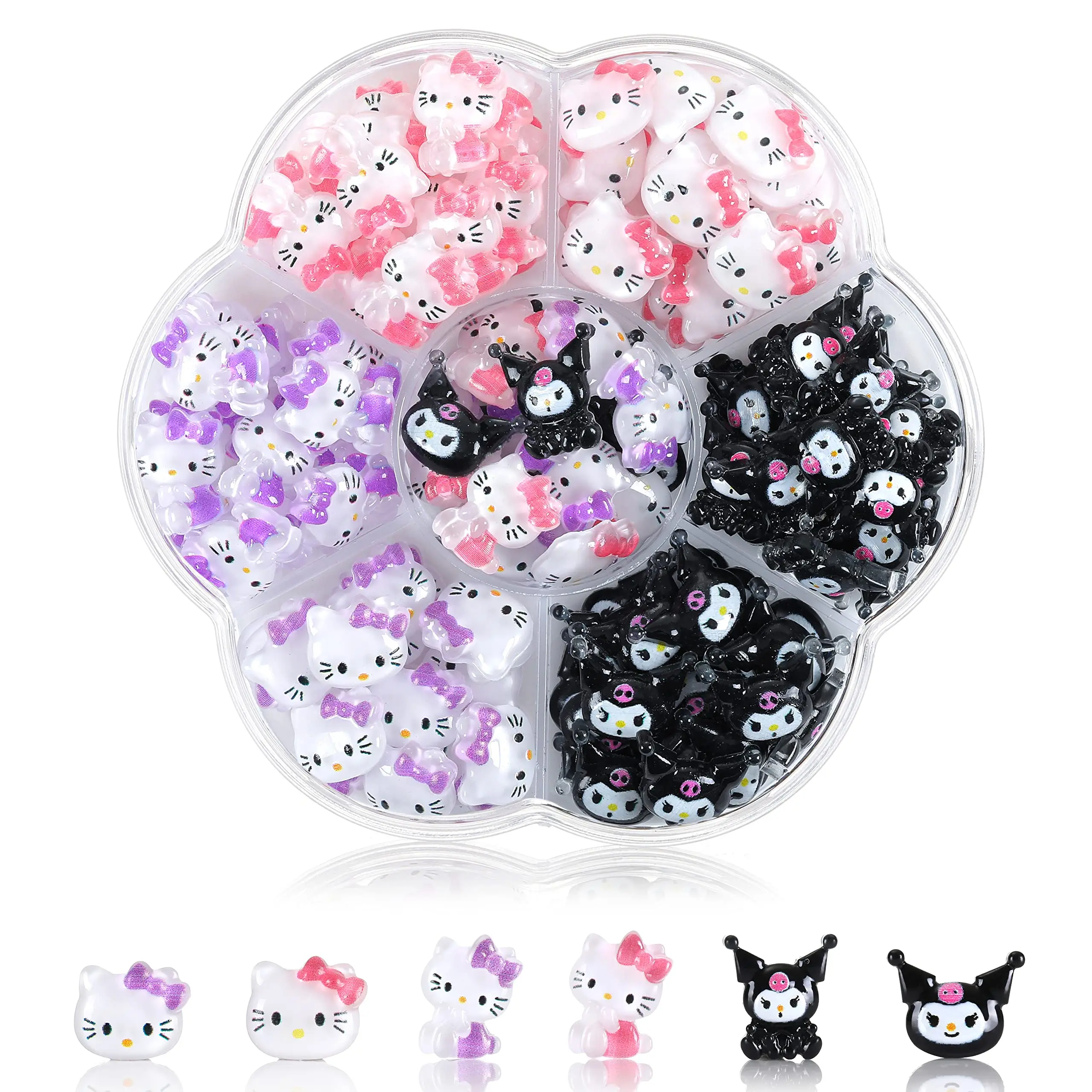 OWCATH 70 PCS Nail Charms, Kawaii Nail Charms Hello Kitty Nail Charms Slime  Charms 3D Nail Art Charms Flatback Resin Charms for Nail Art Decorations