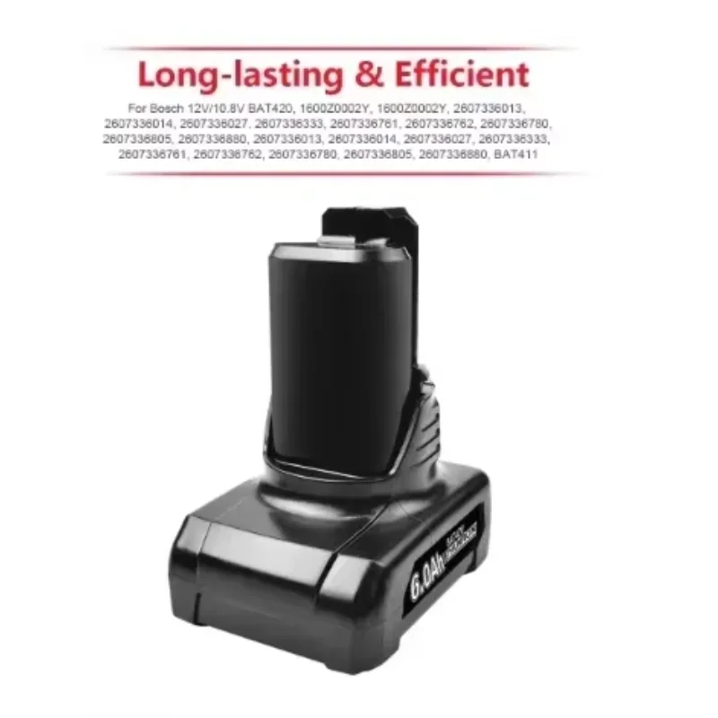 12V 6Ah Li-ion Bosch BAT420 BAT411 Replacement Battery for Bosch BAT411 BAT412 BAT413 BAT414 10.8V Cordless Power Tools