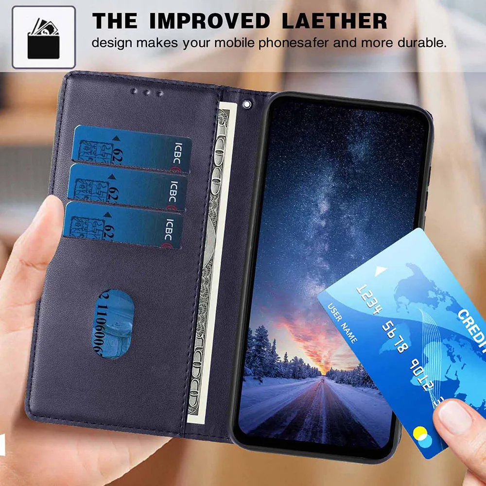 Tree Cat Leather Wallet Flip Case with Card Holder Cover