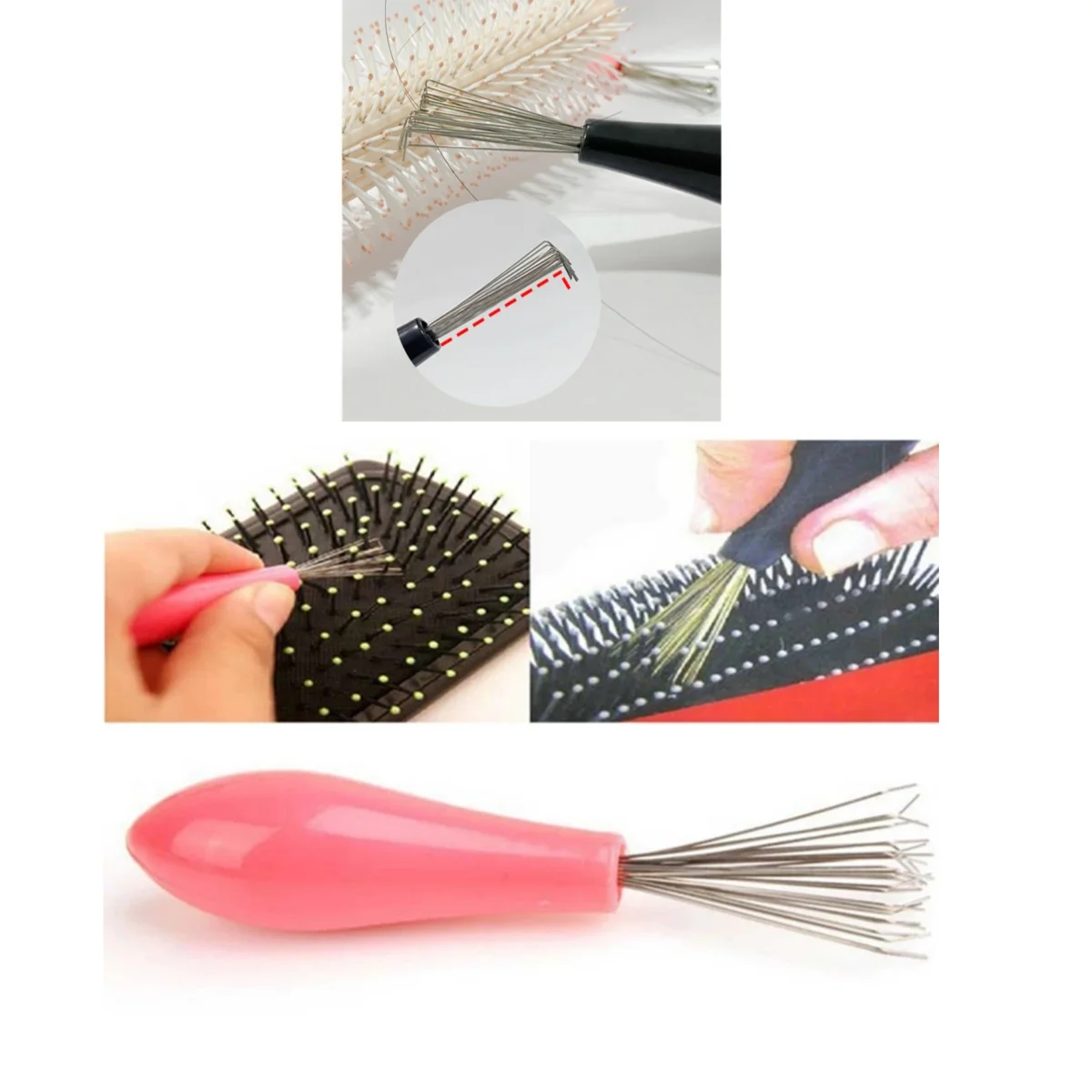 Hair Brush Cleaner with Plastic Handle - Beauty Tool for Removing Embedded Hair