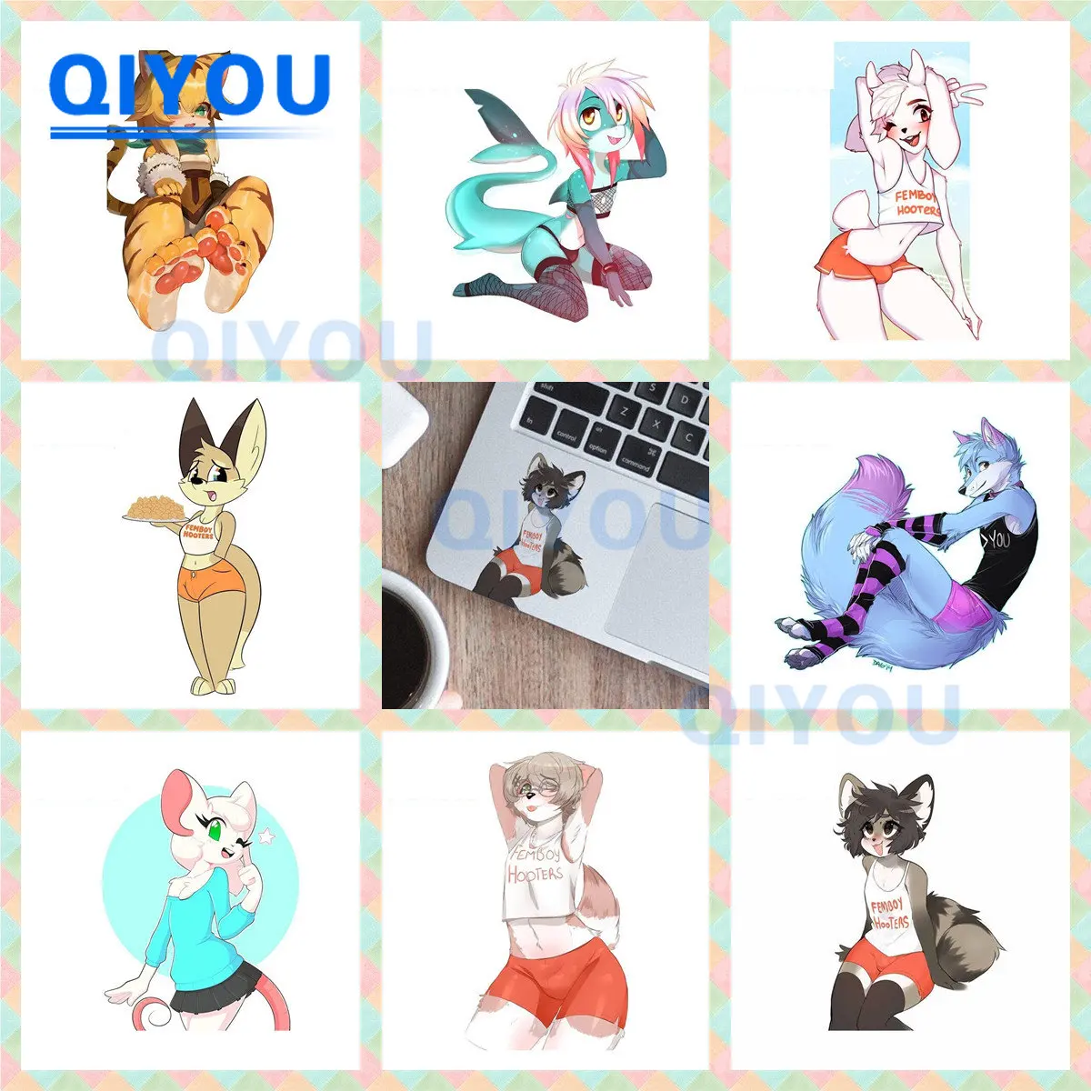 Creative Femboy Hooters Current Car Stickers Suitable for Die-cut PVC Decal for Car Body Windshield and Trolley Cases