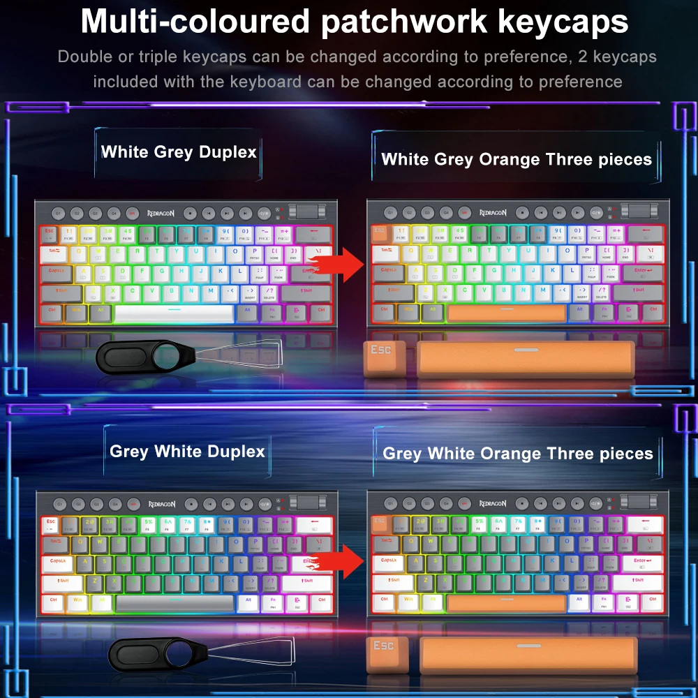 REDRAGON Soraka K647 RGB USB ̴  ʹ    Ű  ġ 61 Ű ǻ