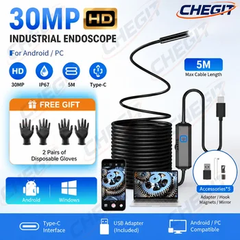 7MM TYPE-C Android Endoscope Camera IP67 Waterproof 6 LED Adjustable Borescope Mini Camera for Pipeline Inspection Free gloves 1