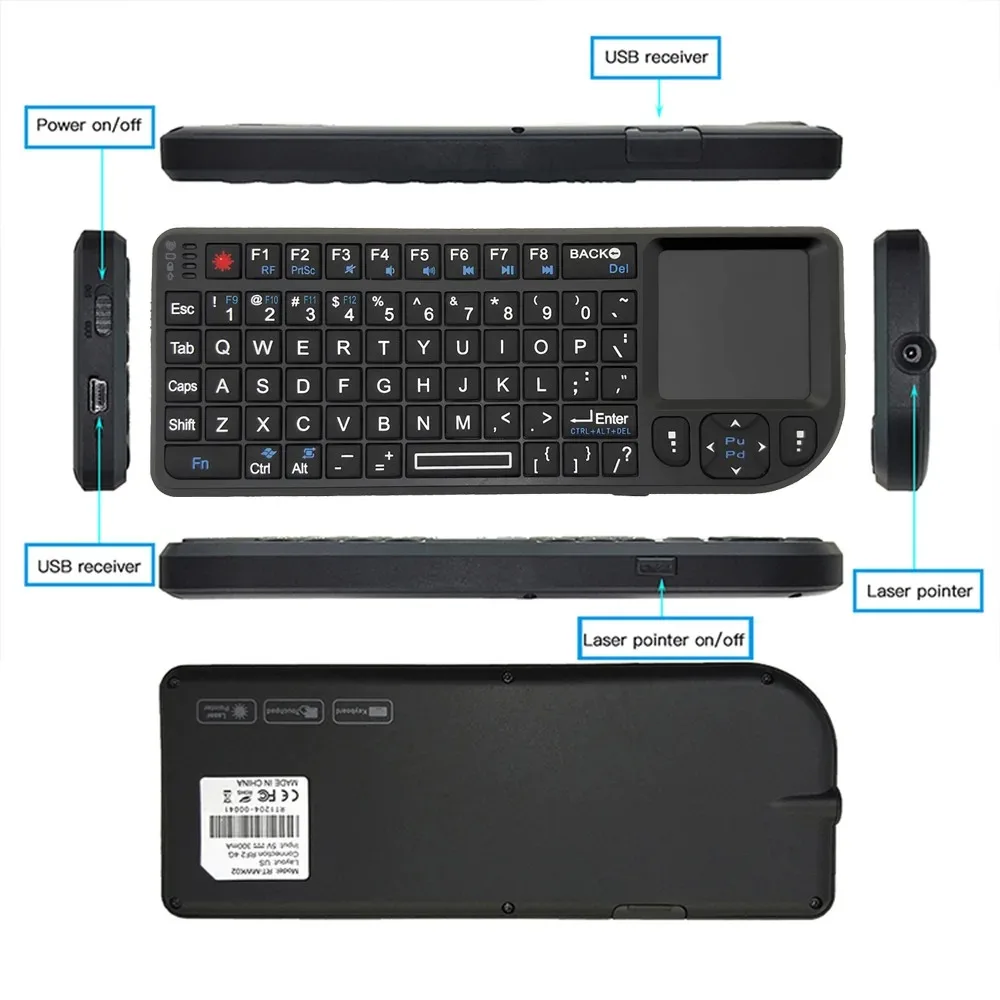 Compact Wireless Backlit Keyboard with Touchpad & Air Mouse