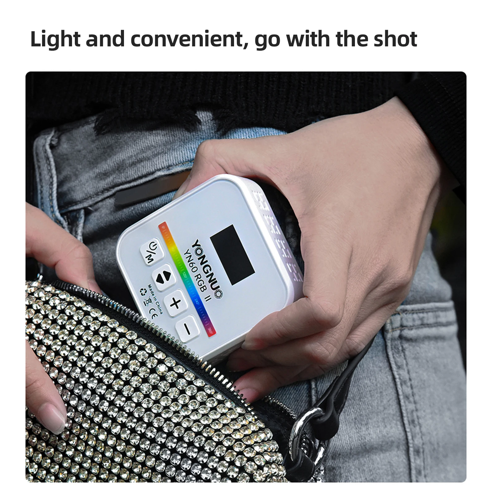 YONGNUO YN60RGB II 포켓 LED 조명, RGB 비디오 램프, 미니 사진 조명, 라이브 스트리밍 스튜디오 사진용, 2500K-9900K, 6W
