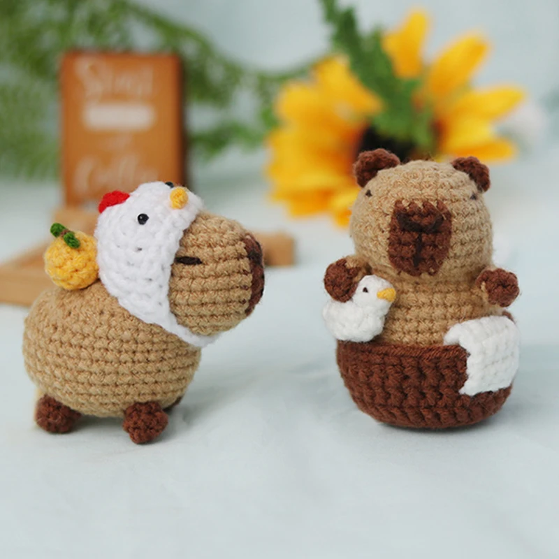 카피바라와 거북이 코바늘 키트, 초보자도 쉽게 할 수 있는 귀여운 동물 코바늘 키트 세트, 도구와 액세서리가 포함된 완벽한 DIY 공예 세트