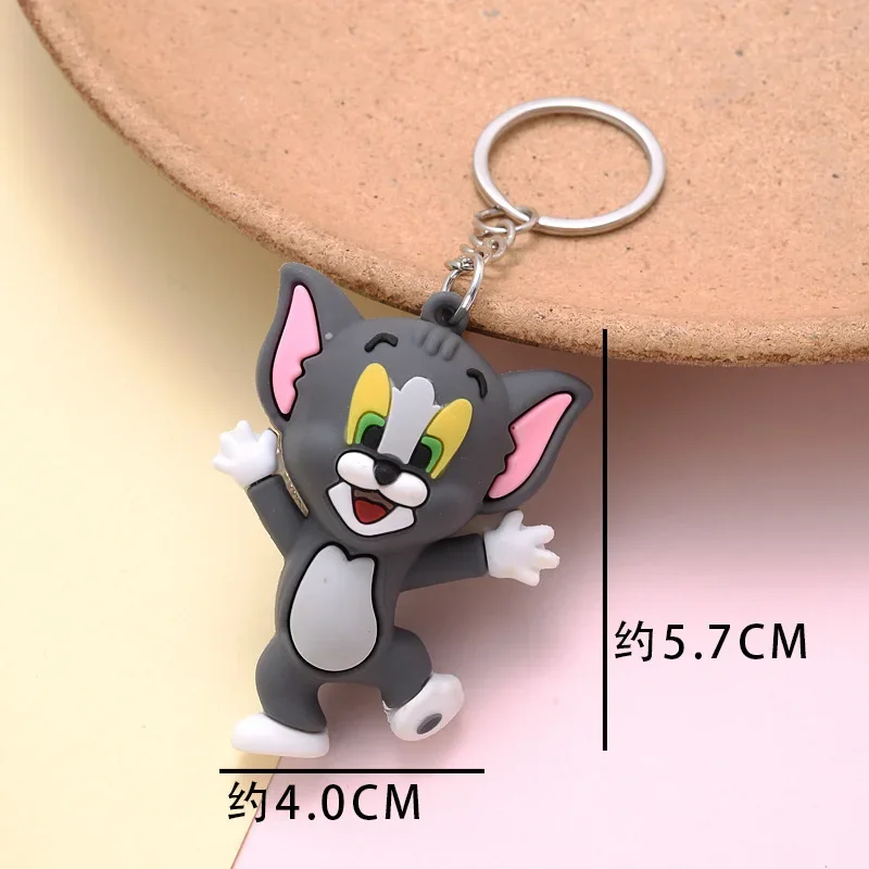 Cute Cat Mouse Keychain Cartoon Key Accessories Animal Resin Doll Bag Pendant Trendy Men Women Jewelry Gifts Wholesale