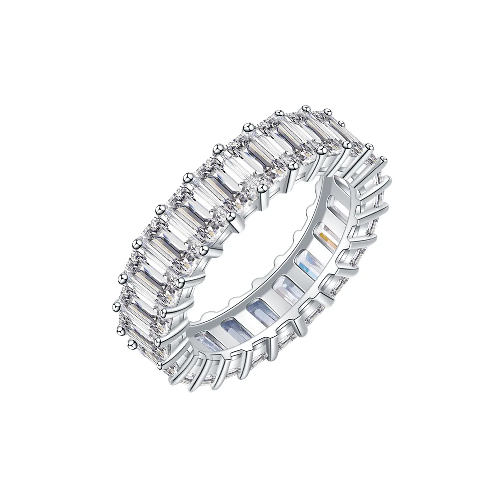 

S925 Silver Rings Women 3 * 5mm T-row Diamond Ring Female Shiny 5A Zircon Advanced Design Luxury Jewelry Girl Gift Banquet