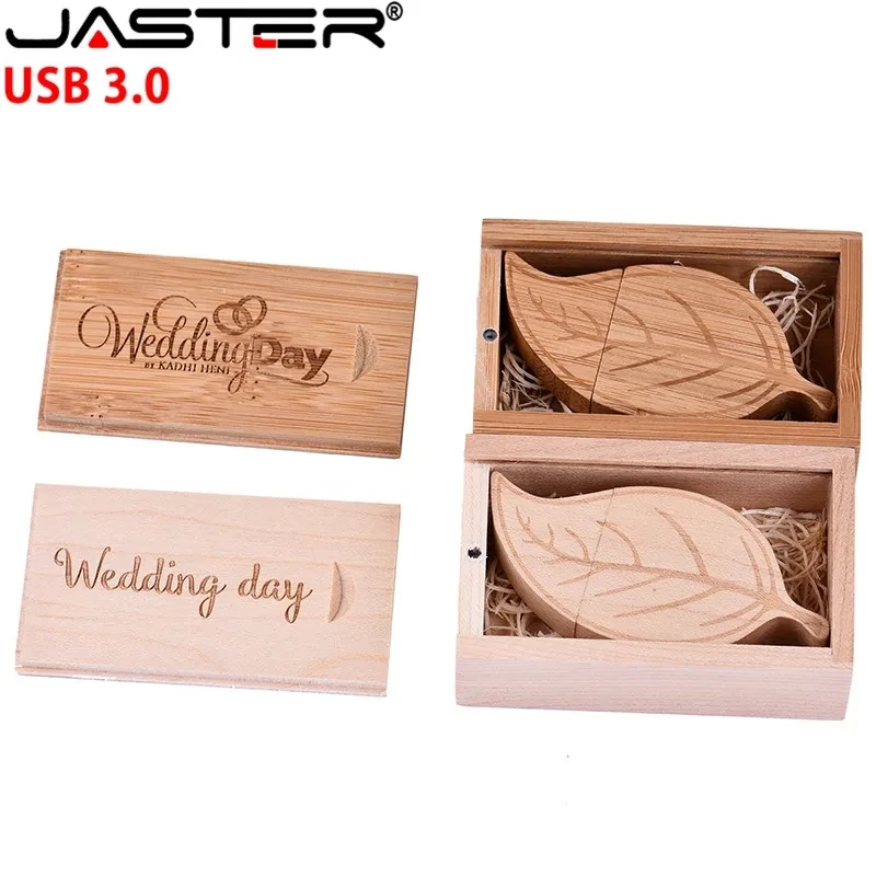 Folhas de Pen Drive Usb 3.0 de Madeira Pen Drive de Memória 128gb 32gb 64 gb Presente Criativo de Logotipo Personalizado