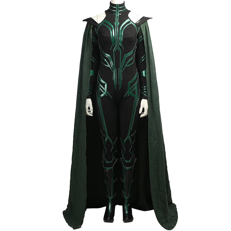 

Halloween Carnival Goddess of Death Hela Cosplay Costume Halloween Party Sexy Bodysuit Evil Queen Outfit with Boots