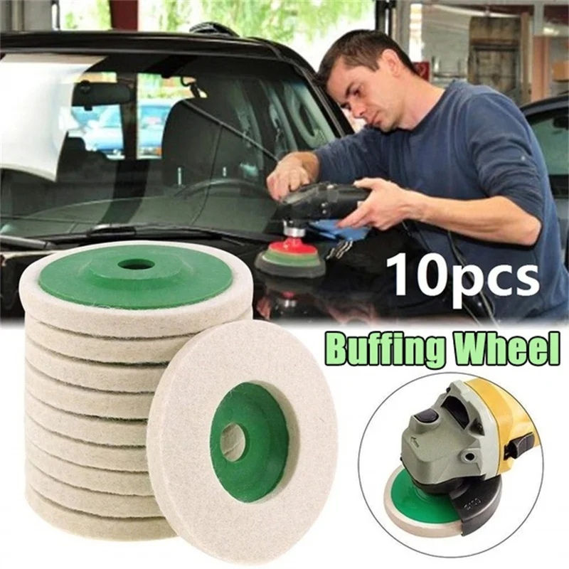 10pcs 4 Inch Wool ing Grinding Wheel Felt Polishing Discs Pads Set for 100mm Angle Grinder Polishing Machine