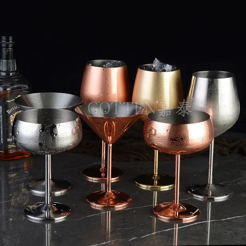 304 stainless steel copper plated single-layer goblet cocktail glass 500 ml wine glass champagne
