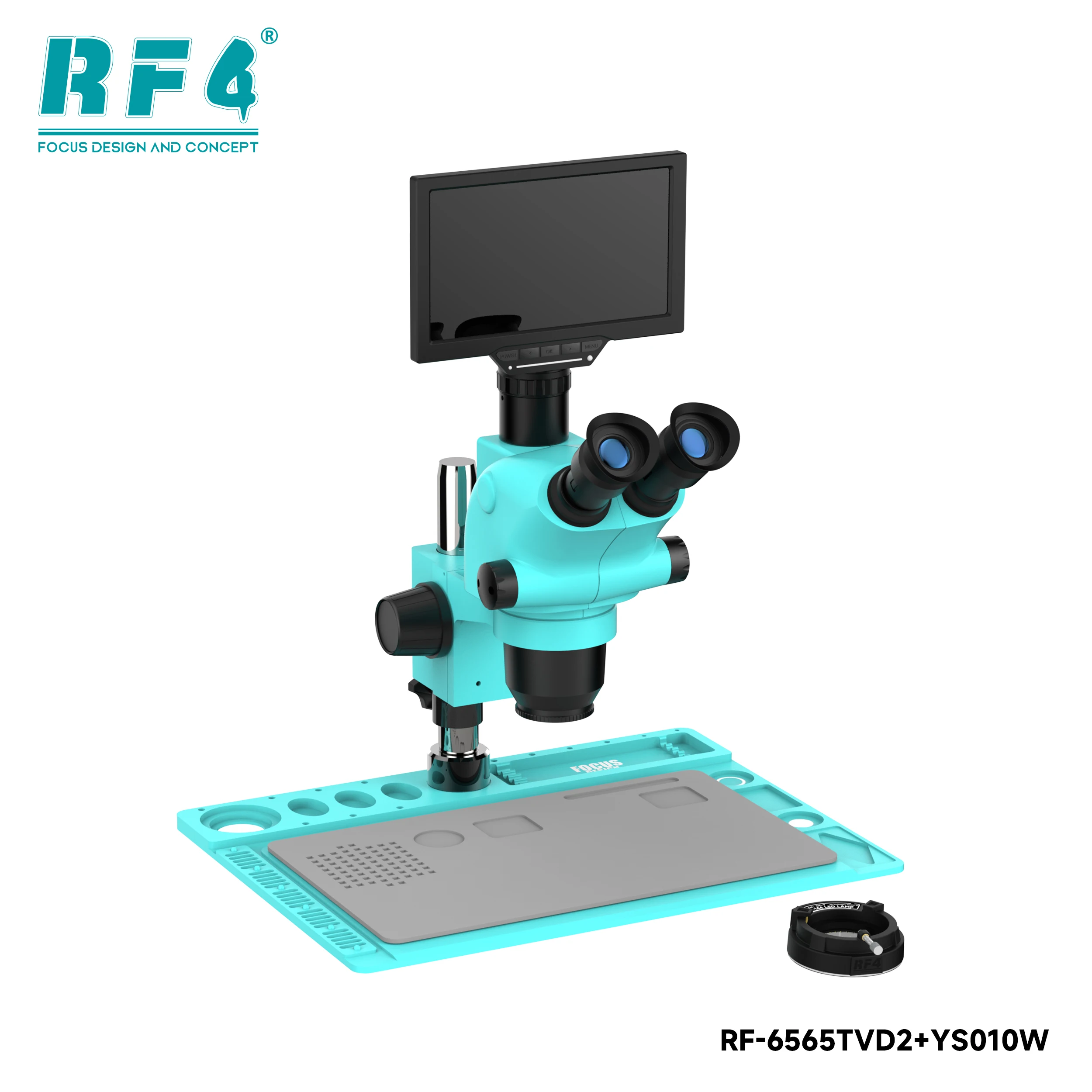 RF4 동기식 연속 줌 삼안 현미경(10인치 HD WIFI 카메라 디스플레이 모니터 포함) RF-6565TVD2-YS010W-MC08