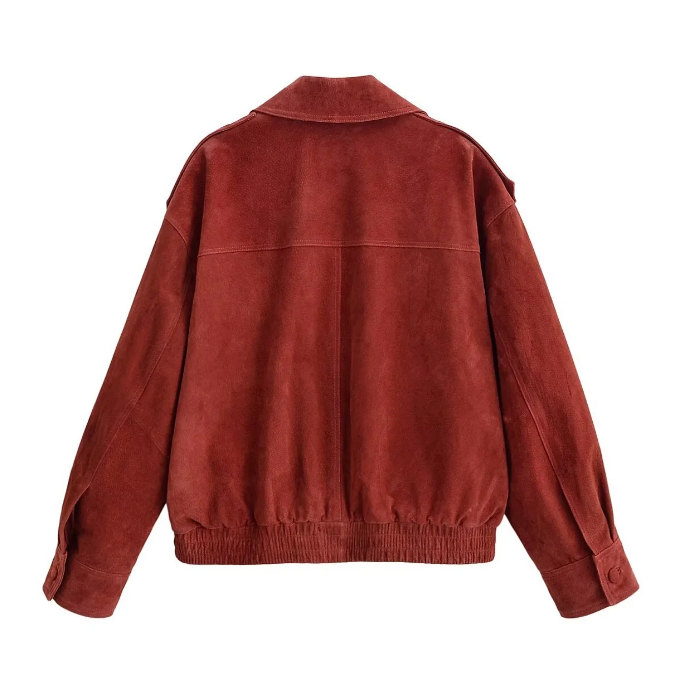 Women Casual Short Jacket Spring Autumn New Suede Fashion Trend Wine Red Coat Female Commut Double-Breasted Streetwear Jackets