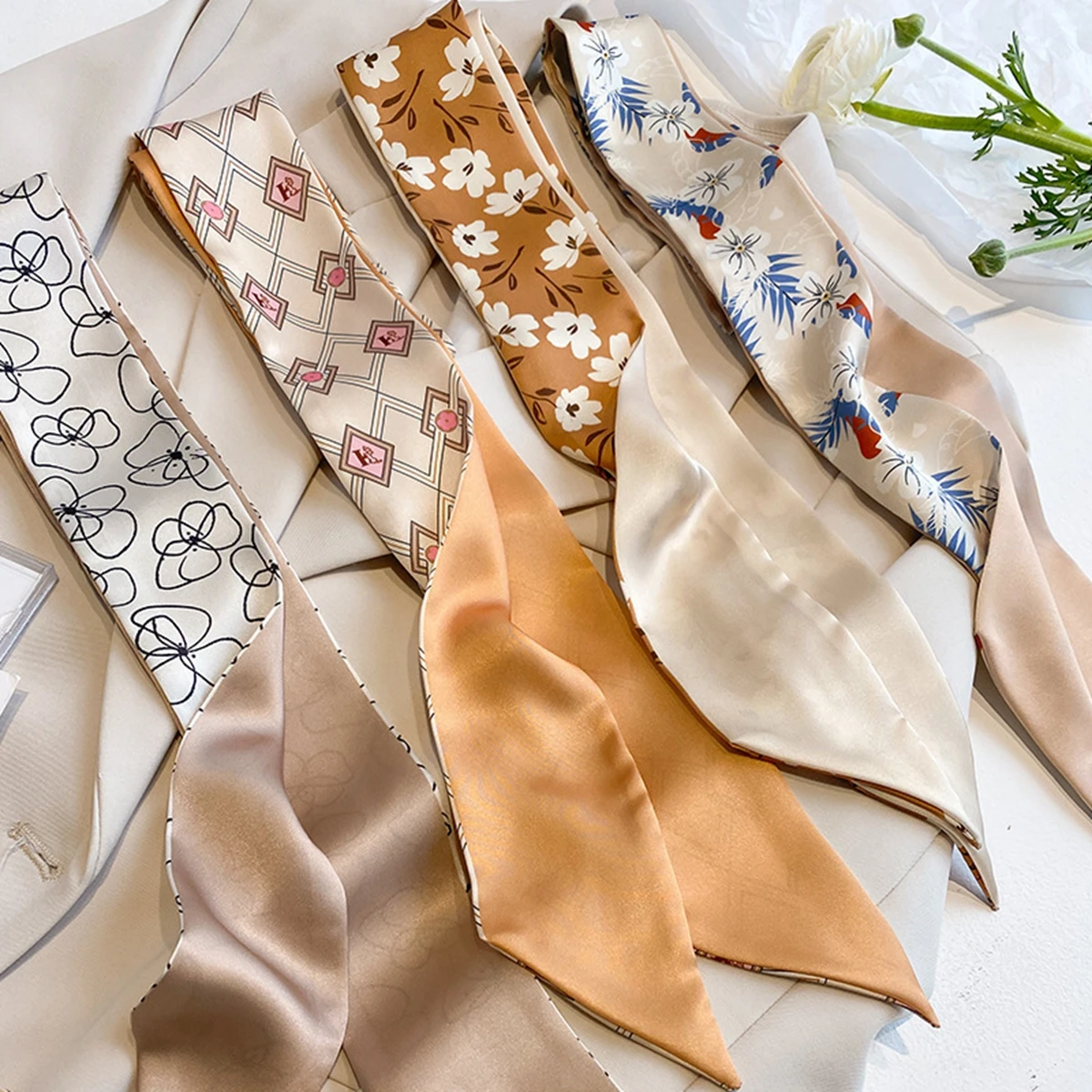 42832-7a6a9d.jpg 4 PCS Versatile Silk Scarf Small Long Women Fluttering Hairband Premium Feeling Multifunctional Tie Bag Ribbon 4 PCS Versatile Silk Scarf Small Long Women Fluttering Hairband Premium Feeling Multifunctional Tie Bag Ribbon Belt Decorative Mallzona